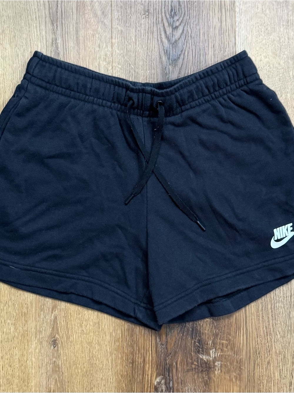 Nike Women’s Black Athletic Drawstring Shorts with White Logo